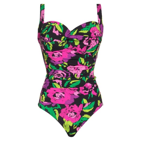 🆕BETSEY JOHNSON One Piece Bandeau Floral Swimsuit Floral Large - Picture 3 of 8